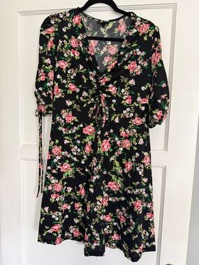 Topshop MATERNITY Black Floral Dress size 8